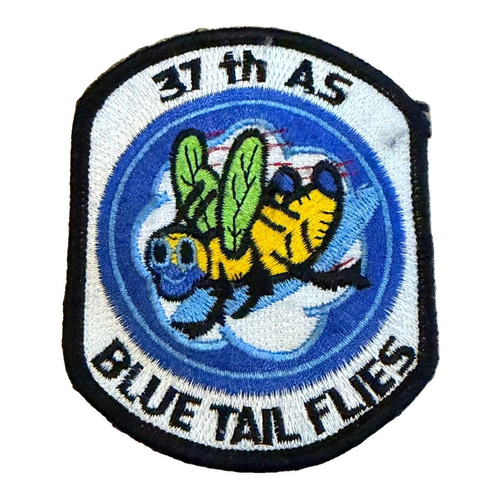 Vintage USAF 37th Airlift Squadron Blue Tail Flies Military Patch 37th AS VTG⁠